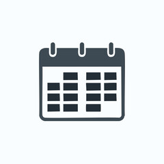 Dark gray calendar icon with grid layout schedule planner