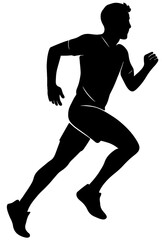Silhouette of Man Running Athlete in Motion