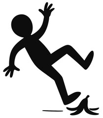 Silhouette of Person Slipping on Banana Peel