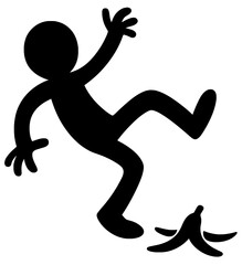 Silhouette of Person Slipping on Banana Peel