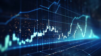 Market blue graphs financial trading stock.