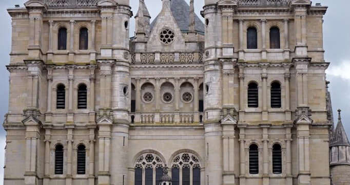 The front facade of Saint Michael church. Dijon,  Cote d'Or department, France.