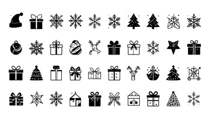 Fototapeta premium Christmas stickers collection with cute seasonal elements