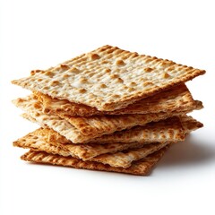 Fototapeta premium Stack of crispy, golden-brown matzah