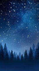 Fototapeta premium Magical Christmas Sky with Reindeer Silhouettes and Northern Lights for Holiday Cards, Winter Decor, and Seasonal Storytelling Designs – Mystical Night Sky with Sparkling Stars Above a Pine Forest