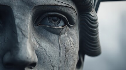Close-Up of the Eye of the Statue of Liberty with a Tear