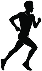 Silhouette of Running Man | Athlete Jogging Fitness Illustration