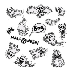 Happy Halloween pumpkin set  hand draw doodle art