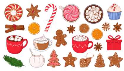 Set of New Year elements. Christmas mood. Vector image. 