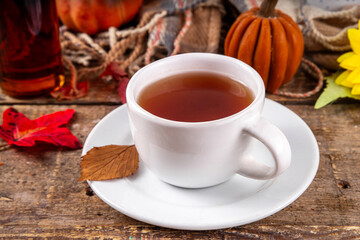 Cozy breakfast in fall season background