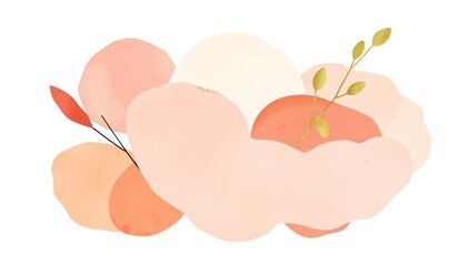 Abstract Minimalist Floral Composition with Soft Pastel Colors
