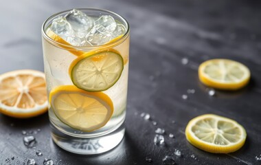 Refreshing Lemon and Cucumber Infused Water in Glass