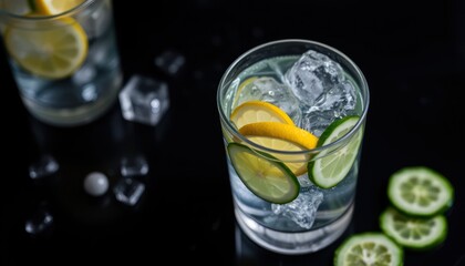 Refreshing Lemon and Cucumber Infused Water with Ice