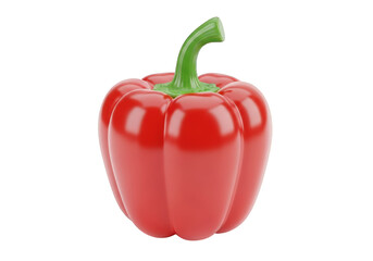 Vibrant Red Bell Pepper 3D Render on Transparent Background A Culinary Icon for Healthy Eating, Cooking, and Food Related Design Projects