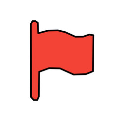Red Flag Icon with Black Outline – Warning and Alert Symbol Vector