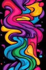 Naklejka premium Vibrant Abstract Waves of Colorful Swirls on Dark Background