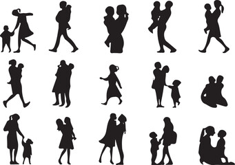 A collection of diverse vector silhouettes showcasing people in various fashion, business, and sport activities