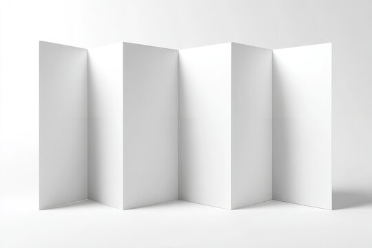 Four Fold Brochure Template. Blank Leaflet Presentation Design with Vertical Double Gate Fold and Four Panels