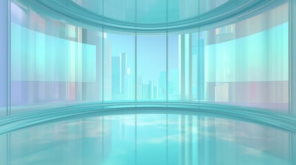 Modern Futuristic Interior with City View