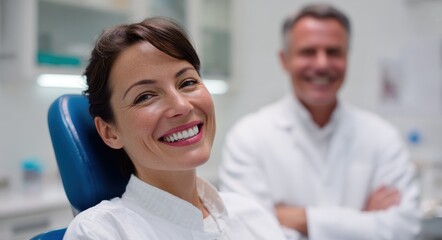 General Dentistry: The Journey to Oral Health. Joyful Woman in Dental Chair Celebrating Perfect Dental Care by Dentist