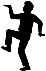 Funny Man Dance Pose Silhouette Vector Illustration