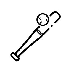 Baseball bat with ball - vector icon