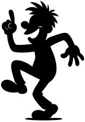 Vector Silhouette of Happy Dancing Person with Raised Finger