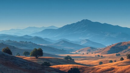 Majestic mountain vista embracing a golden valley