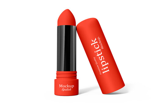Premium Red Lipstick Mockup PSD