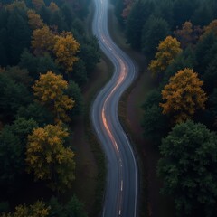 Fototapeta premium Road Through Forest in Autumn