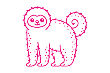 Stylized pink monkey outlined stands featuring a curly tail and cute, simplified facial features