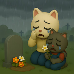 cat and mouse on the grass