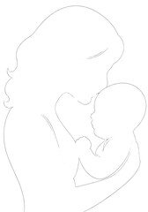 Silhouette of Mother Kissing Baby Illustration