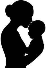Mother Kissing Baby Silhouette Illustration