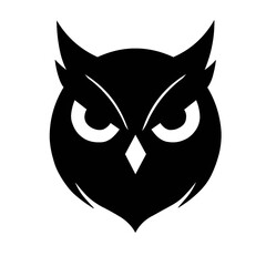 Vector illustration of an owl head silhouette logo design. Minimalist and elegant artwork perfect for branding, tattoo design, emblems, icons, or modern graphic projects. 