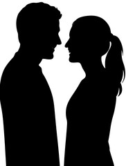 Romantic Couple Silhouette Facing Each Other