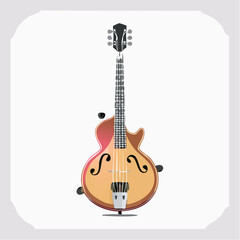 Obraz premium Elegant hollow-body electric guitar ready for jazz performance or studio recording sessions