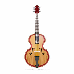 Obraz premium Elegant acoustic jazz guitar with warm wood tones and classic f-holes, perfect for music lovers and musicians