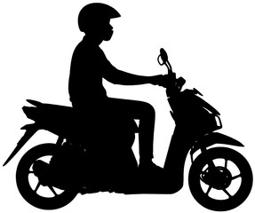 Fototapeta premium Motorcycle Rider Silhouette on Scooter with Helmet