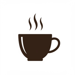 A brown silhouette of a coffee cup with steam rising, isolated on a white background creating a simple design vreated with genrated ai