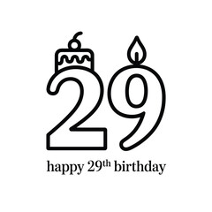 Happy 29th birthday celebration with cake and candle