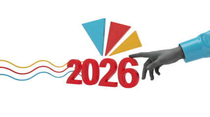 Conceptual 2026 with data analysis chart and hand touch, business strategy concept