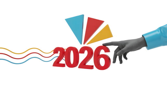 Conceptual 2026 with data analysis chart and hand touch, business strategy concept