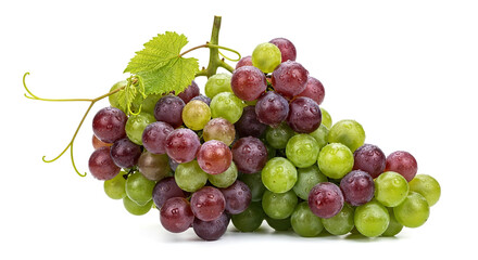 Fresh Mixed Grapes with Water Droplets Isolated on White Background