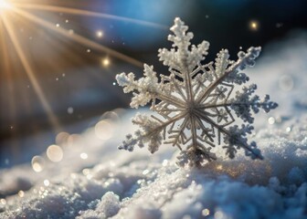 Fototapeta premium Close-up shot of a single snowflake gently falling through the air