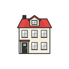 House building architecture front view, residential property or real estate, flat design vector illustration