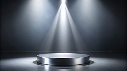 Spotlight on empty pedestal with sleek metal design