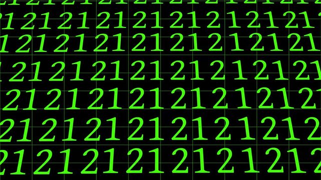 Video binary code numbers changing from 0 to 4. Concept Cyber technology digital string information flow big data rolling. Algorithm binary data code on a transparent grid background

