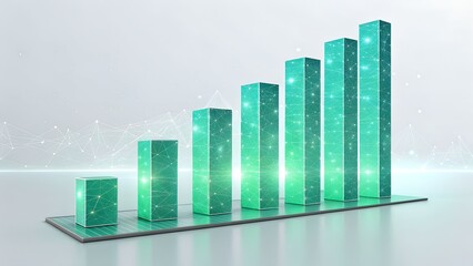 Digital Ascent – Tech-Driven Growth and Data Progression, Business, Abstract, Conceptual, Finance, Green Bar Graph