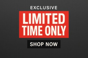 Exclusive LIMITED TIME ONLY sale banner, bold modern style, impactful retail promotion offer.